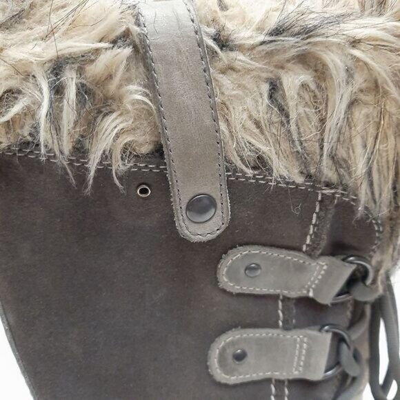SOREL Joan of Arctic Snow Boots Suede Leather Grey & Black Sz 7 Flawed - Picture 13 of 16